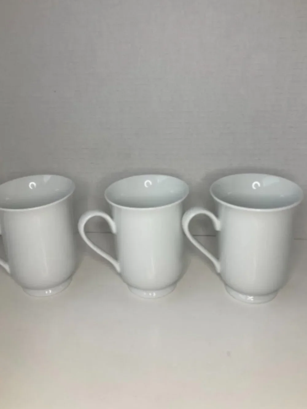 Pottery Barn PB White Porcelain Footed Coffee Mugs